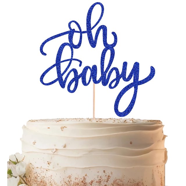 Cake Topper EONNCNT Brillo Azul Oh Bebé 16x21 cm