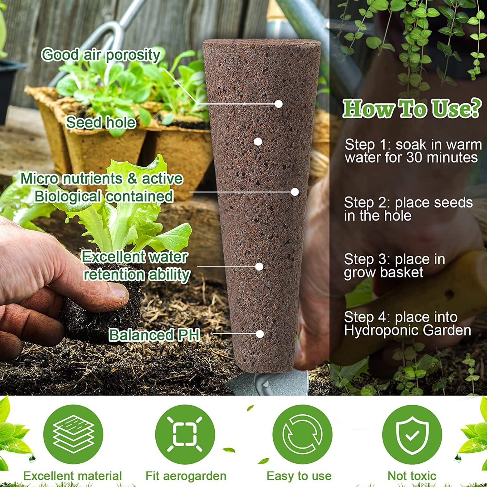 Huanledash 120Pcs Hydroponic Growing Kit for Aerogarden Hydroponics Garden Accessories Include Replacement Grow Baskets Plant Sponges Labels Stickers