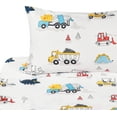 thumbnail image 4 of J-pinno Dinosaur Construction Work Digger Cars Vehicle Cute Cozy Fun Twin Sheet Set for Kids Girls Children 100% Cotton Flat Sheet + Fitted Sheet + Pillowcase Bedding Set, 4 of 6