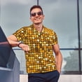 thumbnail image 4 of Fotbe Bright Shiny Golden Pattern Men’s Golf Polo Shirt – Breathable Performance Golf Shirt with Button-Down Collar-X-Large, 4 of 6