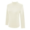 thumbnail image 4 of Ediodpoh Soft Thermal Pullover Sweater High Neck Winter Warm Lined Casual Fashion Tunic Blouse Knit Tops for Women Beige, 4 of 5