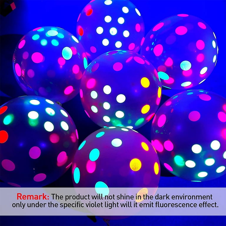 50 Pieces Neon Party Supplies Uv Neon Balloons Glow In The Dark Balloons Blacklight  Party Latex Balloons 12 Inch Reactive Fluorescent Mini Polka Dots