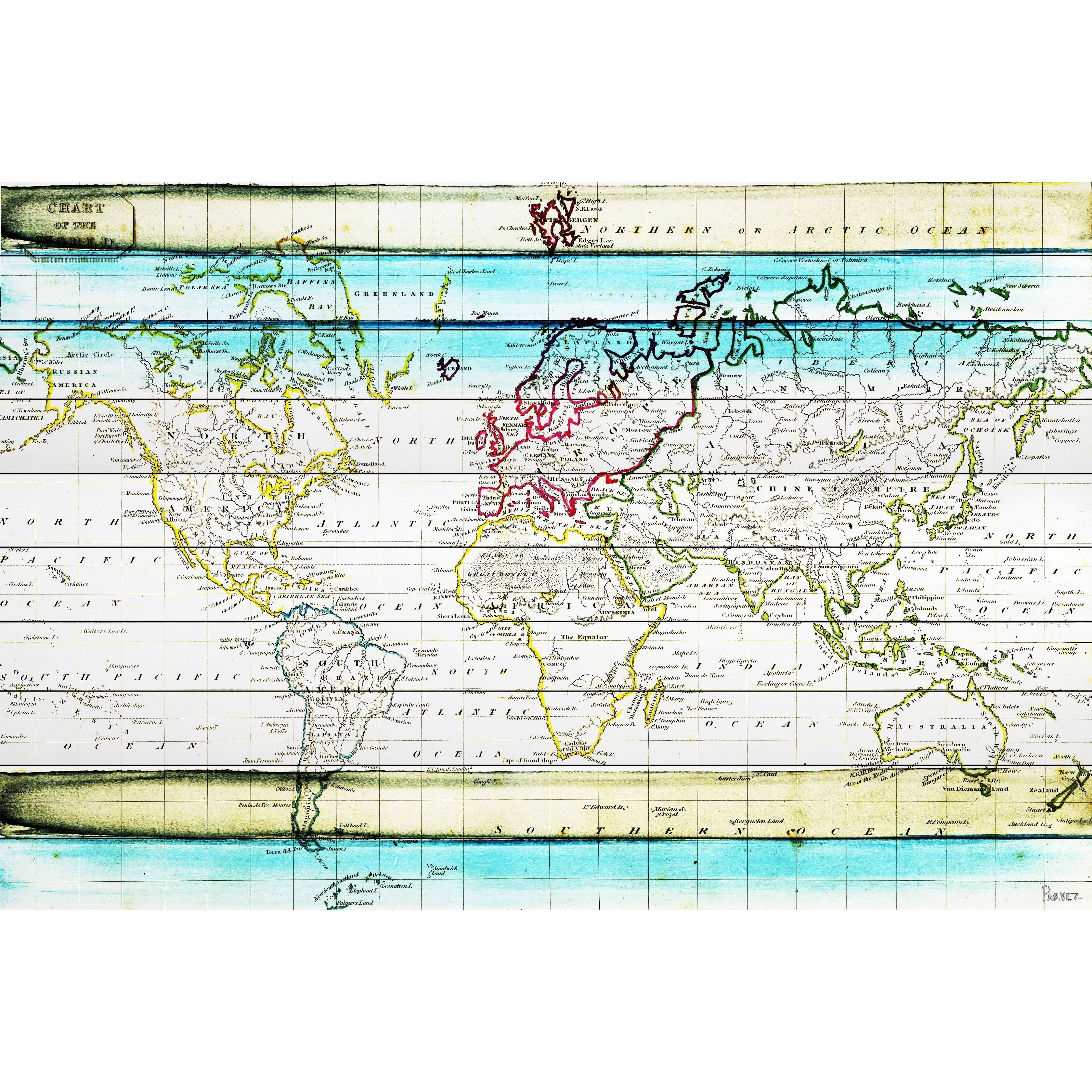 Parvez Taj Jet Setting 45-Inch x 30-Inch White Wood Wall Art