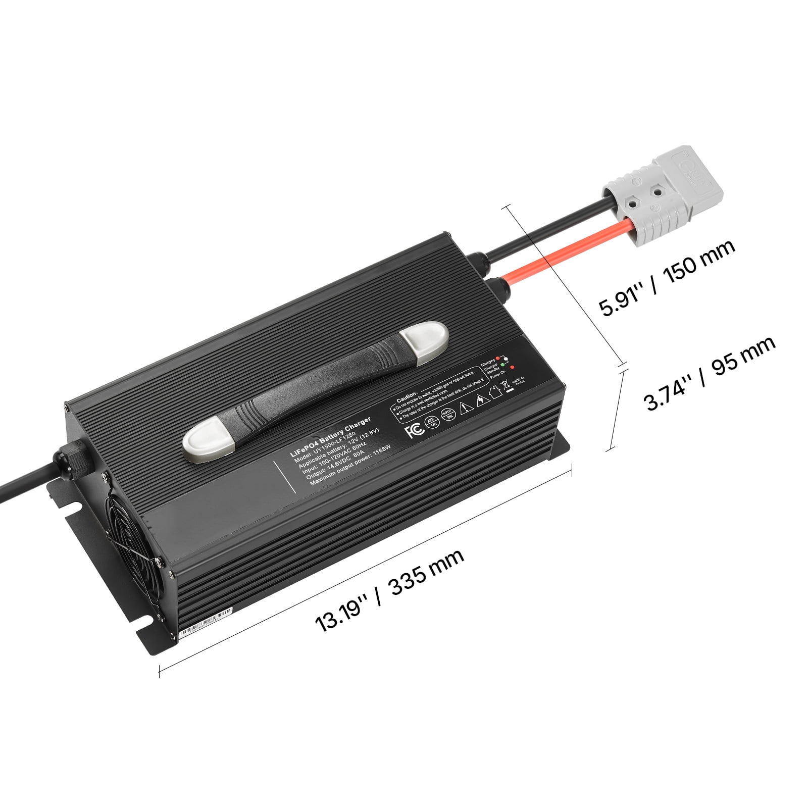 KFFKFF 12V 80A Lithium Battery Charger, 14.6V AC-DC LiFePO4 Smart Charger with Anderson Connector, LED Display, 0V Activation, Compatible with Lithium LiFePO4 Deep Cycle Batteries for Boats and RVs