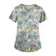 thumbnail image 5 of Blusa médica con cuello en V, cómoda y con estampado de animales lindos, ropa de trabajo multiusos para enfermeras Verde, 5 of 9