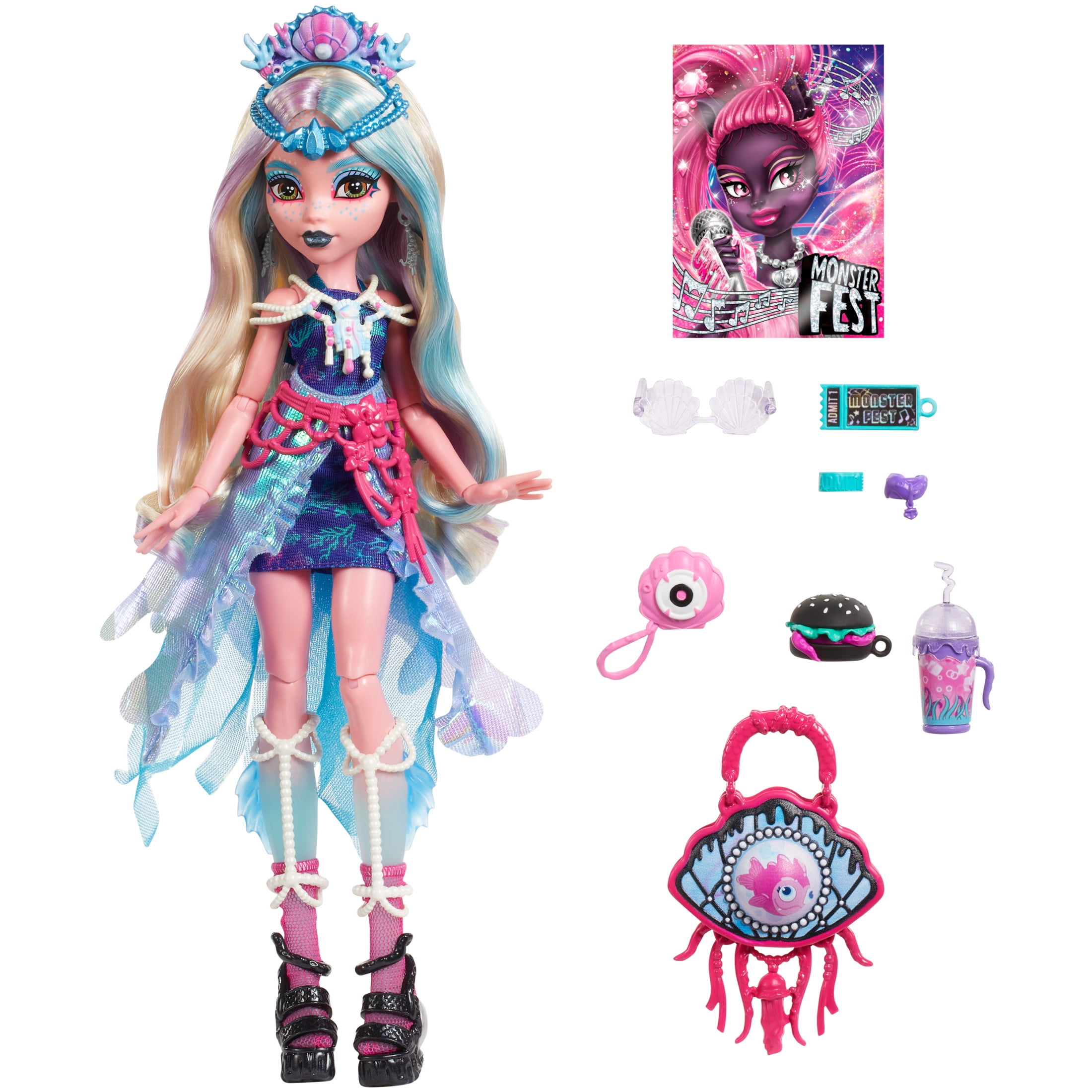 Monster High Monster Fest Lagoona Blue Fashion Doll with Festival Outfit, Band Poster and Accessorie(图5)