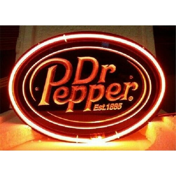 Queen Sense 14" Dr Peppers 3D Carved Neon Sign Acrylic Man Cave Handmade Neon Light 114DPOS3D