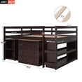 thumbnail image 6 of GZXS Low Study Full Loft Bed with Cabinet ,Shelves and Rolling Portable Desk ,Multiple Functions Bed- Espresso, 6 of 9