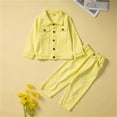 thumbnail image 2 of SHTXOZHI Toddler Boy Girl Fall Denim Outfit Long Sleeve Button Down Jackets Ripped Pants Kids Set, 2 of 7