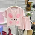 thumbnail image 2 of KPOPLK Summer Toddler Girl Clothes Girl Clothes 3 6 12 18 24 Months 2T 3T Toddler Baby Girl Summer Clothes Short Sleeves T-Shirt Tops + Shorts Cute Outfits Set(12-18 Months,Pink), 2 of 6