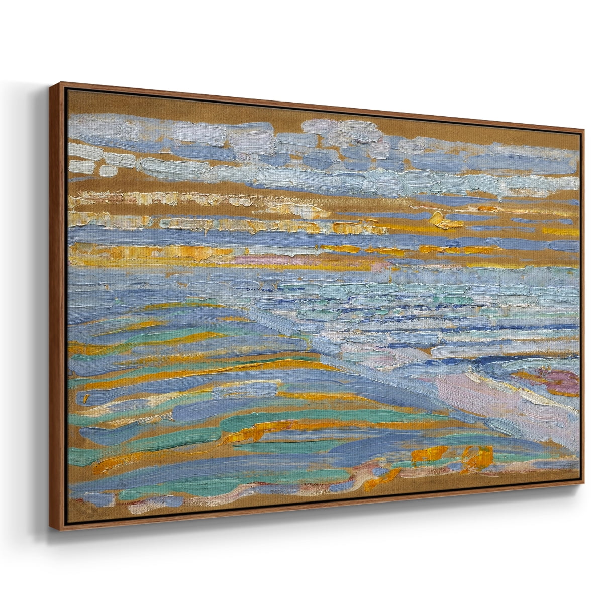 Vintage Landscape-CXIV By Wexford Home Framed in Walnut Wood Gallery Wrapped Canvas 25 in. x 37 in.