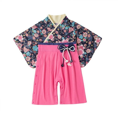 

Baby Bodysuit 70 For 9 Months-12 Months Floral Spring Summer Long Sleeve Bow Tie Kimono 1 Pc Jumpsuit Style Baby Rompers Girl