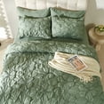 thumbnail image 2 of Evenhug Green Comforter - 7 Pieces Queen Pintuck Comforter Set,Floral Ruched Bedding Set with Comforter,Flat Sheet,Fitted Sheet and Pillow Shams(90"x90"), 2 of 7
