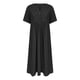 thumbnail image 4 of Vestido largo boho de manga corta con cuello en V y bolsillos para mujer: vestido de playa de poliéster con estampado floral para el verano, 4 of 5