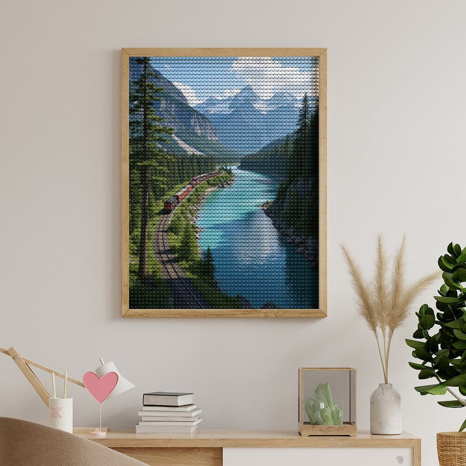Diamond Art Kits for Adults, Mountain Train River Journey 5D Diamond Painting Kits for Adults Beginners, DIY Full Drill Diamond Painting, Gem Art and Crafts 12x16