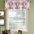 thumbnail image 4 of 2 Pack Valances for Windows, Pink Elephant Window Valances for Living Room/Bedroom/Bathroom, Cute Wildlife Animals Watercolor Flowers Light Filtering Kitchen Curtain Valance 60"W x18" L, 4 of 9