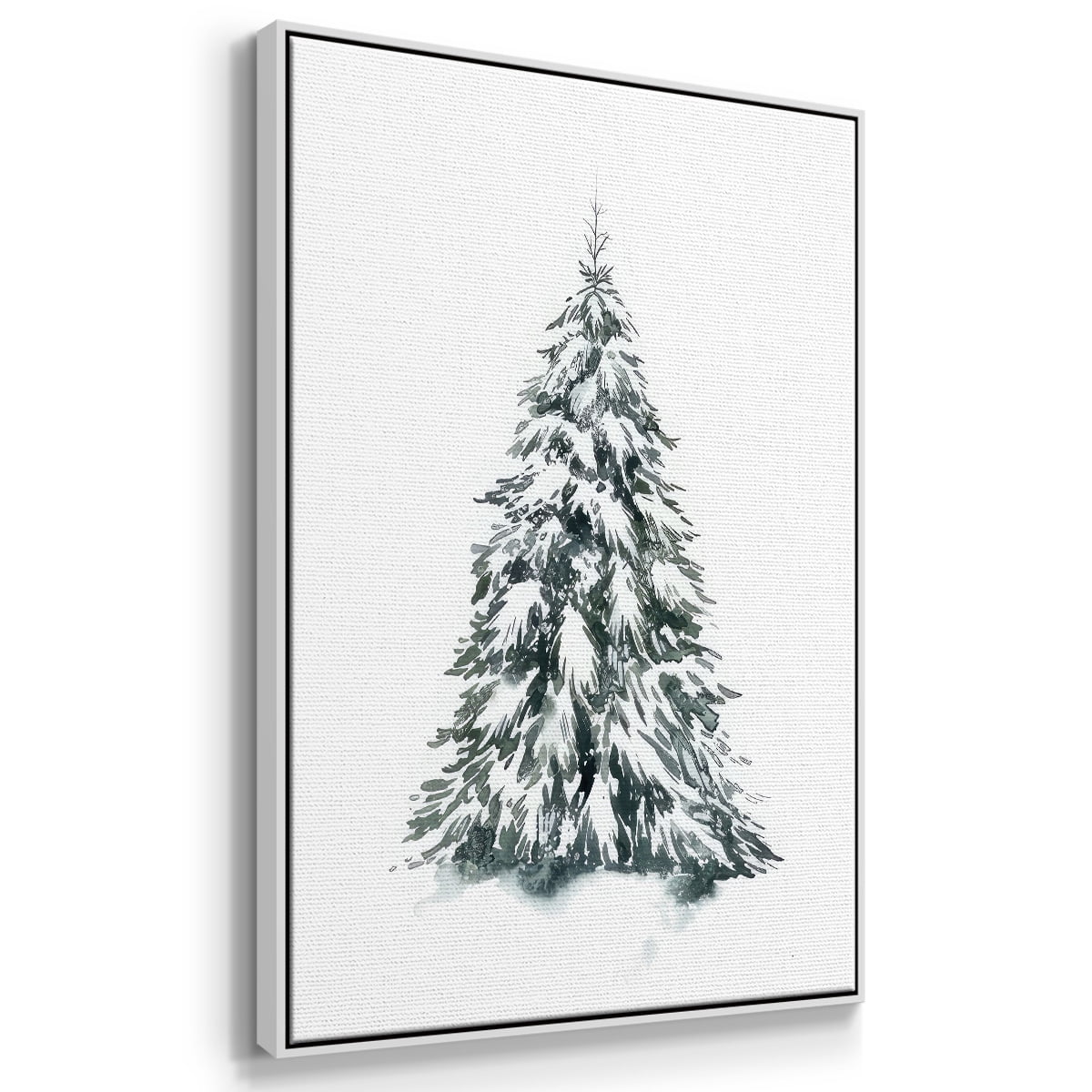 Blue Spruce II - Framed Gallery Wrapped Holiday Canvas - 17 x 25 - White Frame