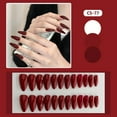 thumbnail image 3 of Misterolina Wine Red False Nails, Medium Almond Full Cover Acrylic Pr On Nails., 3 of 8