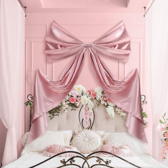 Lazo gigante para decoración de pared, ondulado, lazo grande, 100 cm x 183 cm, satinado