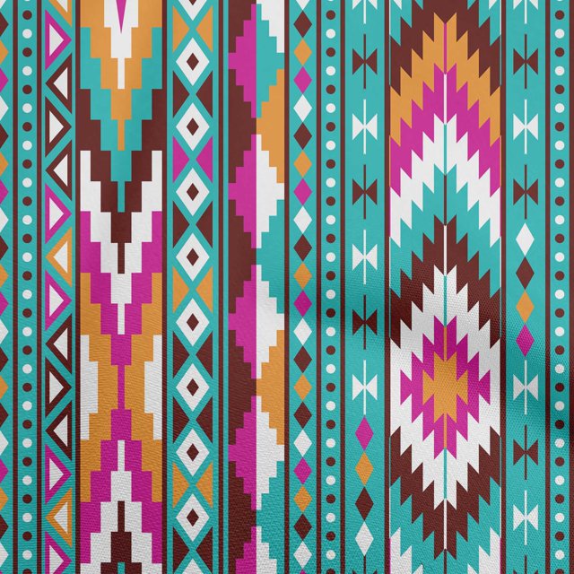 oneOone Cotton Flex Turquoise Green Fabric Tribal Sewing Craft Projects Fabric Prints By Yard 40 Inch Wide