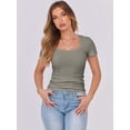 thumbnail image 6 of ANRABESS Women Short Sleeve Tops Scoop Neck Ribbed Knit Slim Fitted Basic Tee Shirt Casual Summer Clothes 2026 Spring Outfits Sage Green Medium, 6 of 9