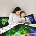 thumbnail image 5 of Manfei Kids Gamepad Controller Bedding Comforter Set,Console Video Game Twin Comforter Sets,Green Purple Ombre Bedding Set For Boys,Luxury Bedroom Decor Reversible,2pcs, 5 of 8