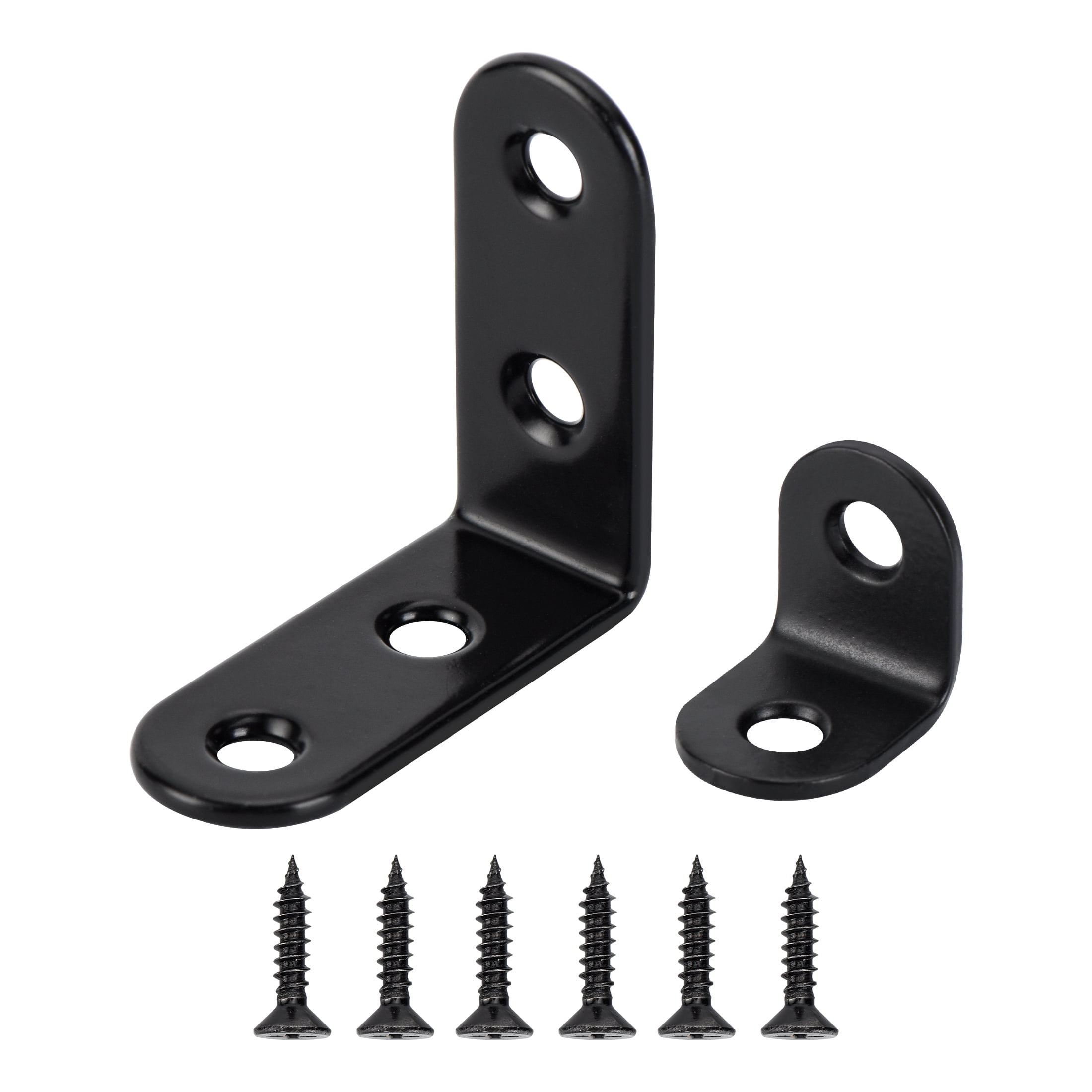 Hyper Tough Multiple Sizes 1.57 & 0.79 in. Stainless Steel Corner Brace Kit with Screws, Black, 20 Pack