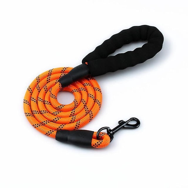 Correa resistente para perros de 1,5 m con cómodo mango acolchado e hilos altamente reflectantes (negro)