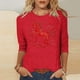 thumbnail image 1 of TaTaai Ladies 2026 New Year Festival Print 3/4 Sleeve Round Neck Blouse Casual Top Holiday Celebration Party Attire Gift, 1 of 5