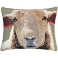 thumbnail image 2 of Throw Pillow FARM AND RANCH Needlepoint Sheep Face 16x20 Cotton Velvet Wo MH-199, 2 of 3