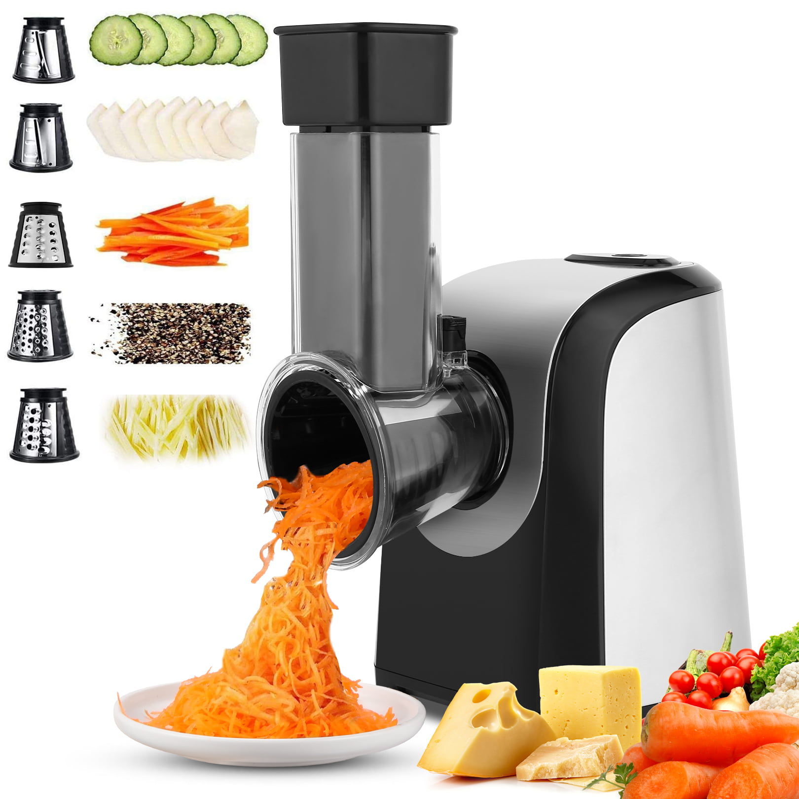 Potato,Nuts Multi Cheese Shredder in Kitchen for Fruit Kowth Cheese Grater Rotary Vegetable Slicer White 5 in 1 Rotary Drum Vegetable Grater 