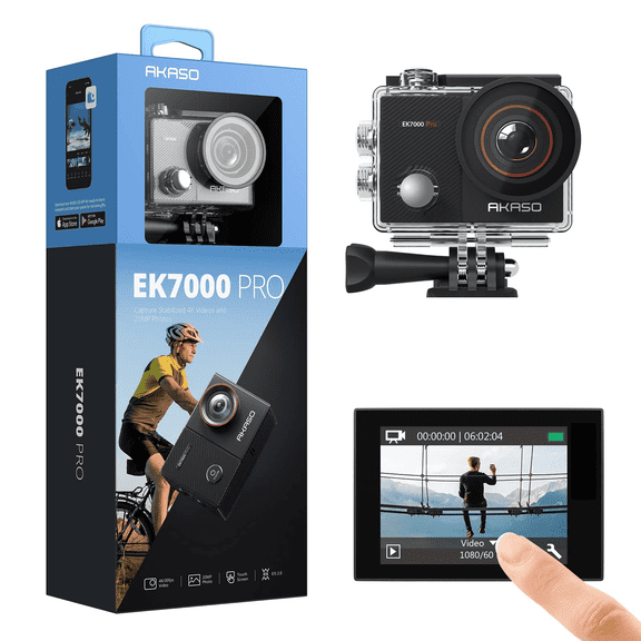 AKASO EK7000 Pro Action Camera 4K with Touch Screen EIS Adjustable View Angle Web Underwater Camera 40m Waterproof Camera Remote Control Sports Camera with Helmet Accessories Kit
