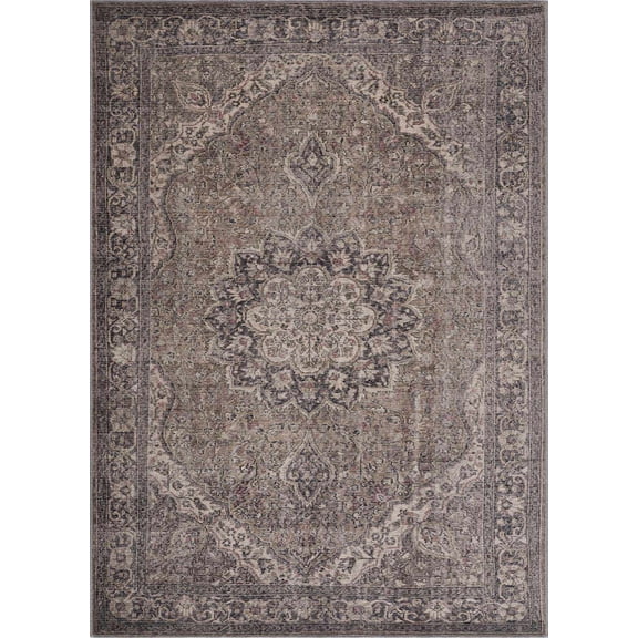 BoutiqueRugs Greenpoint Cotton Blend Boho Medallion Extra Large Area Rug -Traditional Floral Carpet for Living Room, Bedroom, Dining Room - Machine Washable - Green, Gray, Brown - 10' x 14'