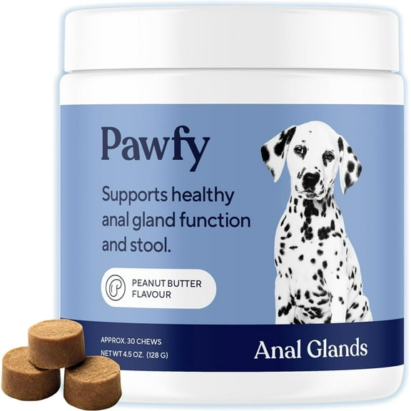 Pawfy Anal Gland Relief Chews | Stops Scooting | Stool Problems | Odors | with Fibre & Probiotics