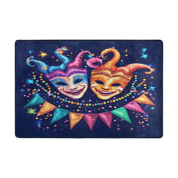 Ryvnso Happy Mardi Gras Area Floor Mats Large Nursery Rugs Non-Slip Carpets Doormat 36" x 24"