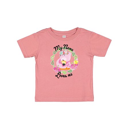 

Inktastic Baby Flamingo My Nana Loves Me with Flower Wreath Gift Baby Boy or Baby Girl T-Shirt