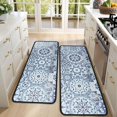 thumbnail image 4 of Kitchen Rugs Sets Of 2,Blue Ethnic Geometric Pattern Anti Fatigue Kitchen Mat Rugs Non Slip Washable,Decorative Kitchen Floor Mats for Kitchen,Sink,Laundry,17"x47"+17"x47", 4 of 5