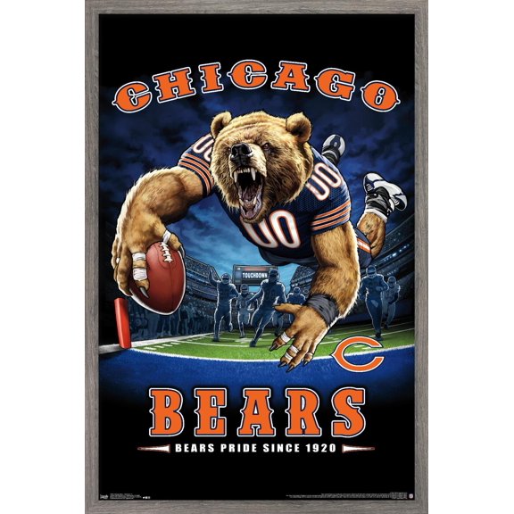 NFL Chicago Bears - End Zone 17 Wall Poster, 14.725" x 22.375", Framed