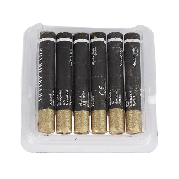 6Pcs Oil Pastels Soft Vibrant Colour Easy Blending Shading Artist Grade Oil Crayons for Impasto Stenciling Dotting Gold Color