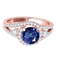 thumbnail image 2 of Mauli Jewels Engagement Rings for Women 1.65 Carat Halo Sapphire And Diamond Engagement Ring 4 prong 14k Rose Gold, 2 of 7