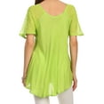 thumbnail image 2 of Sakkas Albina Island Relaxed Fit Embroidery Cap Sleeves Blouse / Top - Apple Green - One Size, 2 of 5