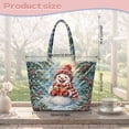 thumbnail image 7 of XYZCANDO Snowman Winter Print Quilted Handle Tote Bag, Large Capacity Lightweight Shoulder Purse for Christmas Holiday Shopping Travel Daily Use for Women, 7 of 7