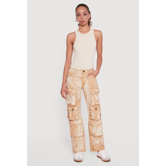 Women's Acid Wash Straight Leg Utility Jeans