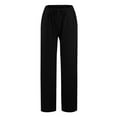 thumbnail image 3 of TOWED22 Women's Linen Pants Casual High Waisted Wide Leg Paperbag Pants with Pockets(Black,XXL), 3 of 6