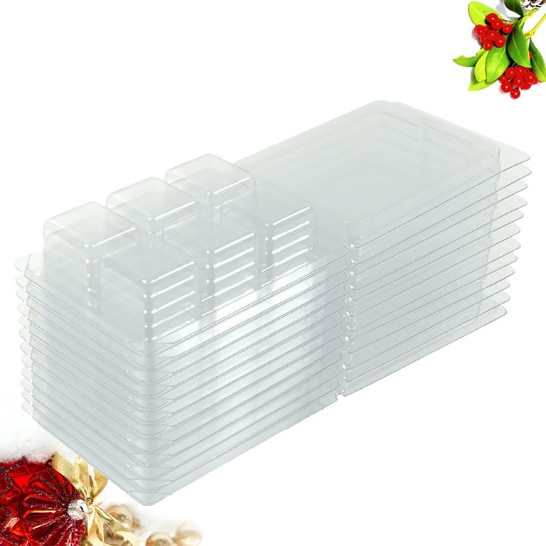 Homemaxs Wax Melt Molds Cube Tray Storage Container Mold Boxes Box Soap Clear Packaging Empty Clamshell Cavity 6 Clamshells Box, Adult Unisex, Size