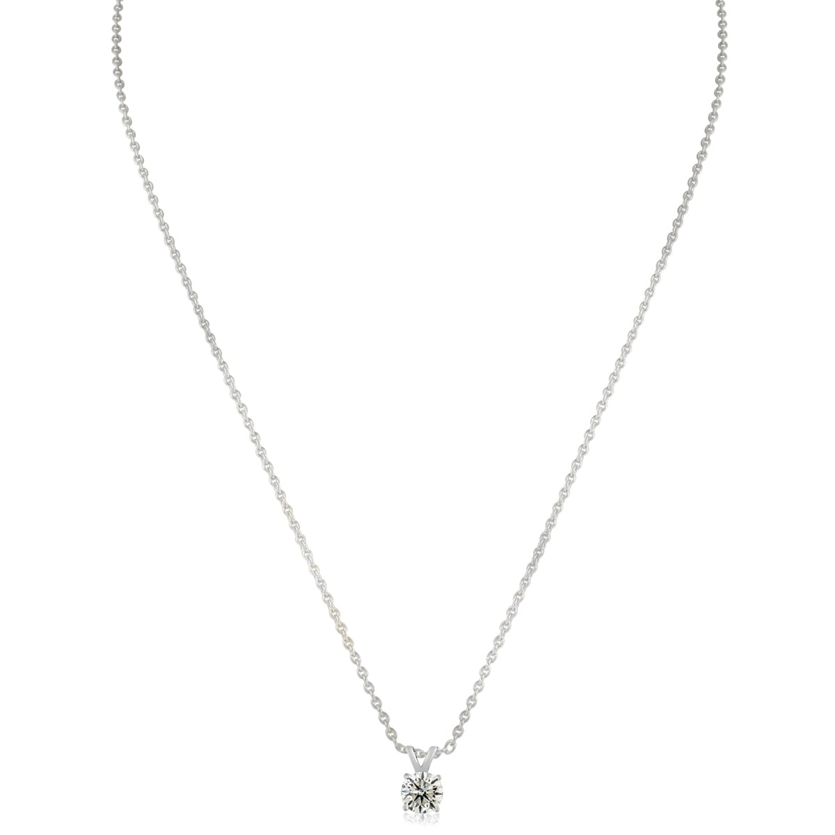 1/2 Carat Diamond Solitaire Necklace In 14 Karat White Gold (F-G Color, I2 Clarity)