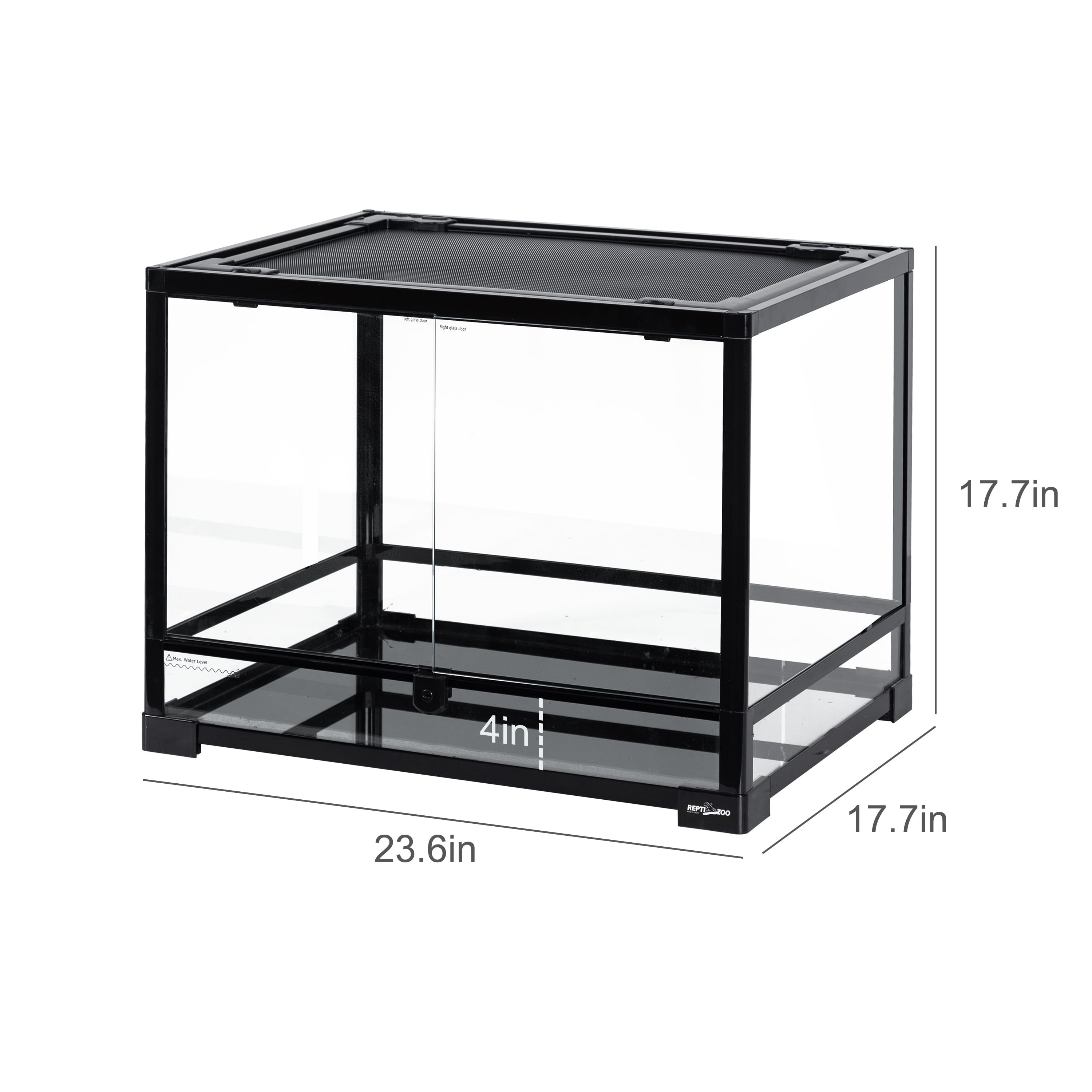 REPTI ZOO 32 Gallon Large Reptile Glass Terrarium Tank Double Hinge Door with Screen Ventilation Reptile Terrarium 23.6 x 17.7 x 17.7 Knock Down Walmart