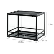 REPTI-ZOO 32 Gallon Large Reptile Glass Terrarium Tank,Double Hinge Door with Screen Ventilation Reptile Terrarium 23.6 x 17.7 x 17.7(Knock-Down)