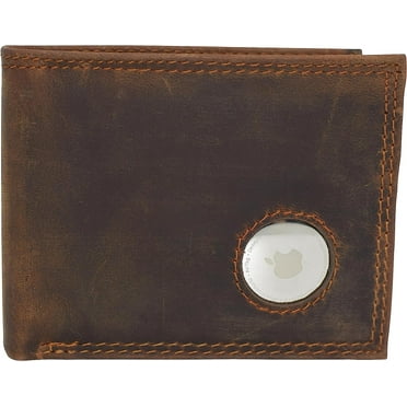 CAZORO AirTag Wallet RFID Blocking Slim Men's Bifold Vintage Leather Wallet for Men with AirTag Holder Brown