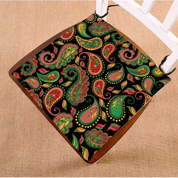 PHFZK Flower Floral Chair Pad, Paisley Seat Cushion Chair Cushion Floor Cushion Two Sides Size 16x16 inches